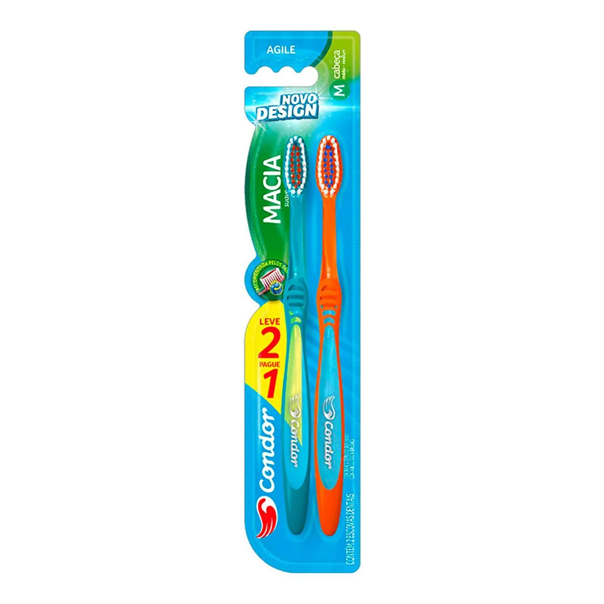 Escova Dental Macia Condor Agile Cabeça M 2 Unidades