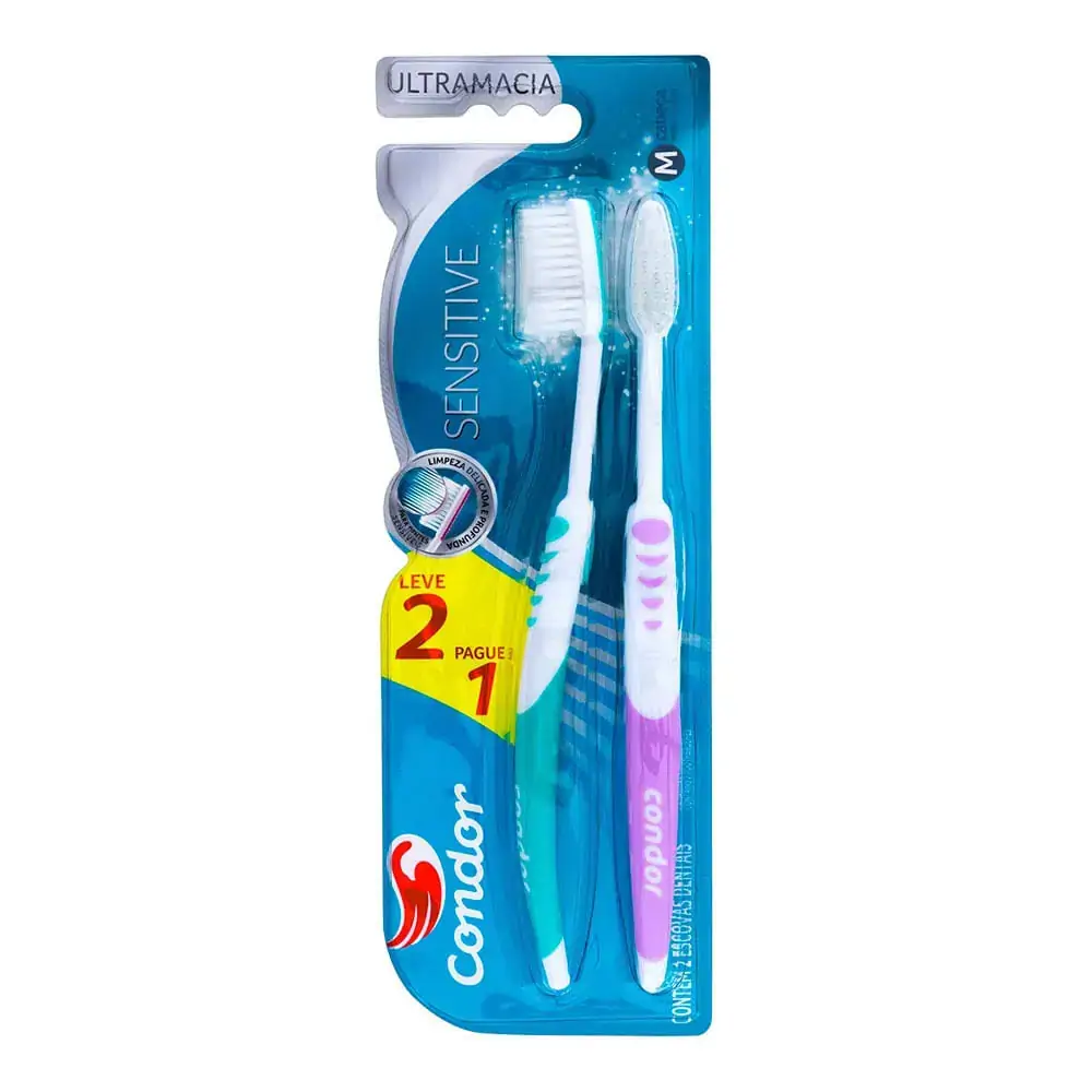 Escova Dental Ultramacia Condor Sensitive Cabeça M Leve 2 Pague 1 - Cores Sortidas
