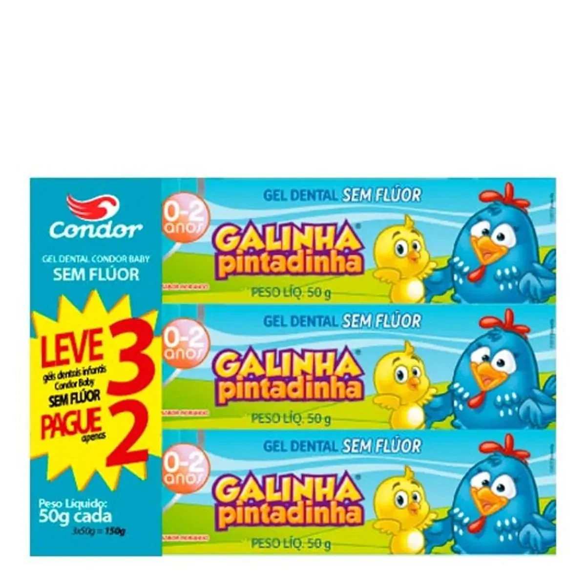 Pack Gel Dental Com Flúor Morango Lilica Ripilica Condor Kids Caixa 150g Leve 3 Pague 2 Unidades