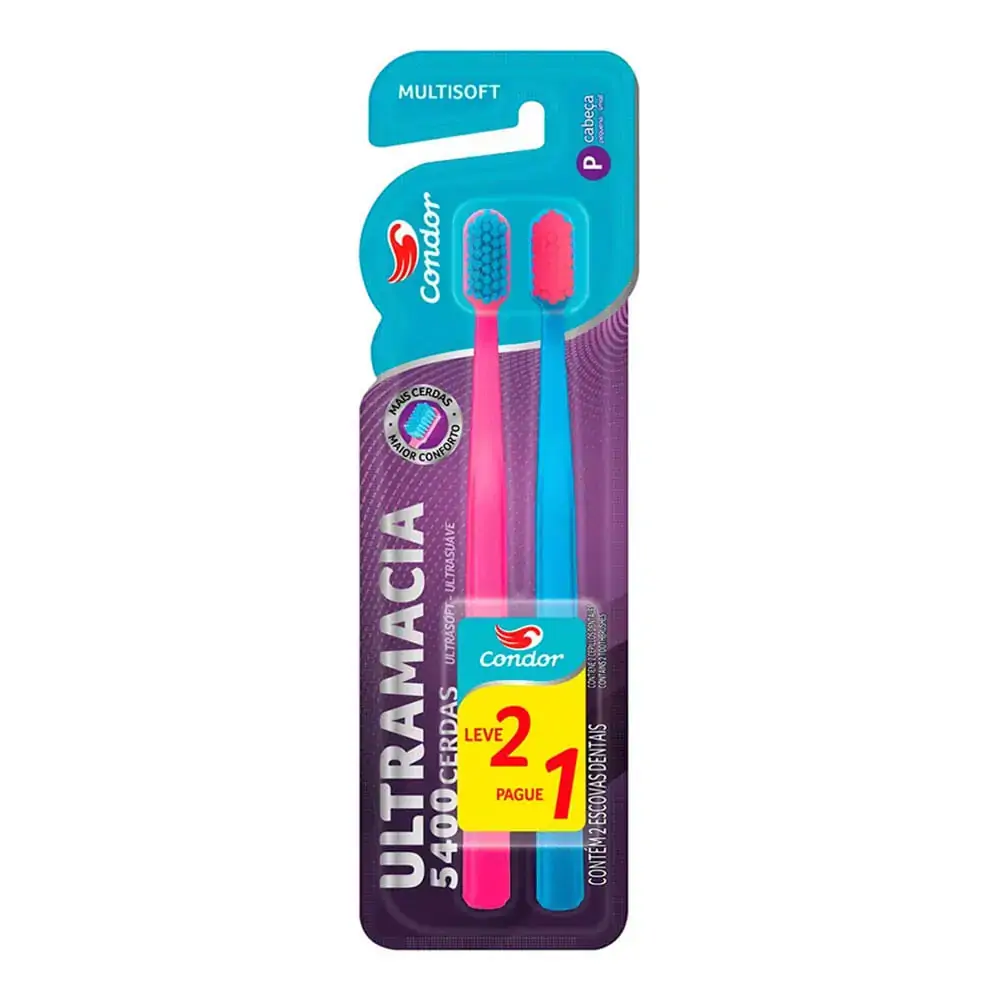 Escova Dental Ultramacia Condor Multisoft Cabeça P 2 Unidades