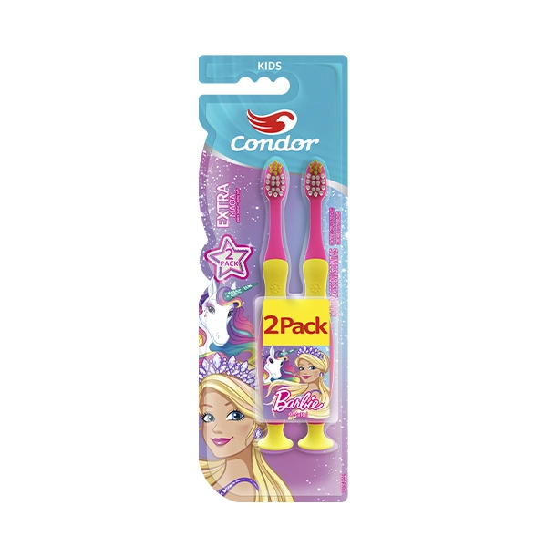 Escova Dental Extramacia Barbie Condor Kids Cabeça P 2 Unidades