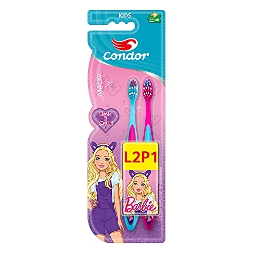Escova Dental Macia Barbie Condor Kids Cabeça P 2 Unidades