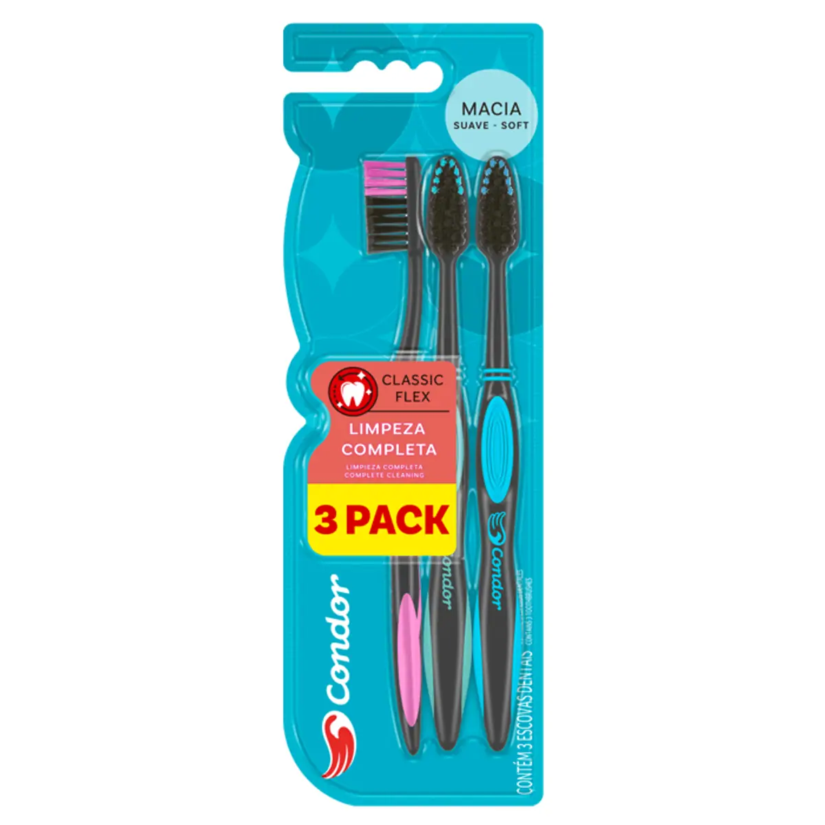 Escova Dental Macia Condor Classic Flex 3 Unidades