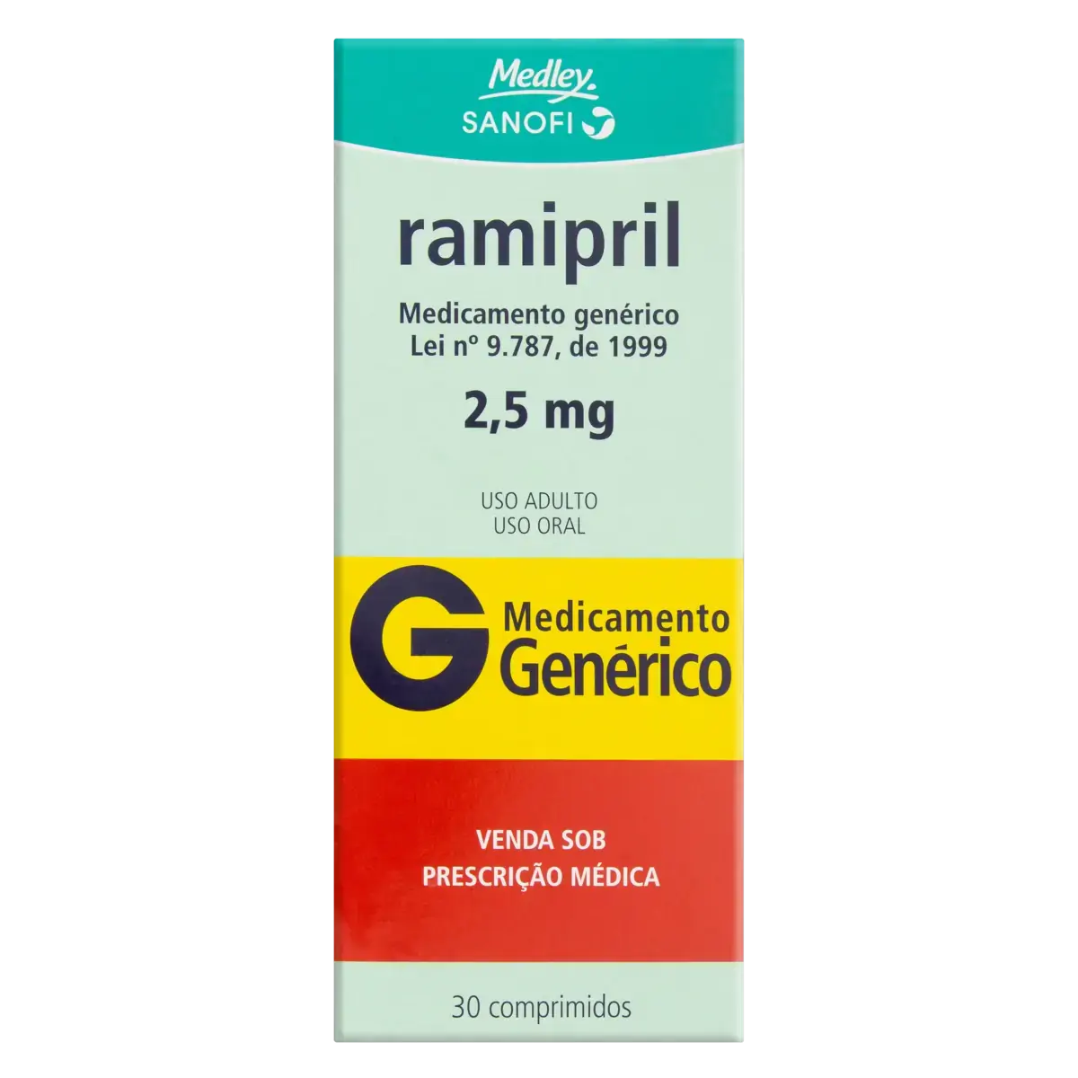 Ramipril 2,5mg Medley Caixa 30 Comprimidos