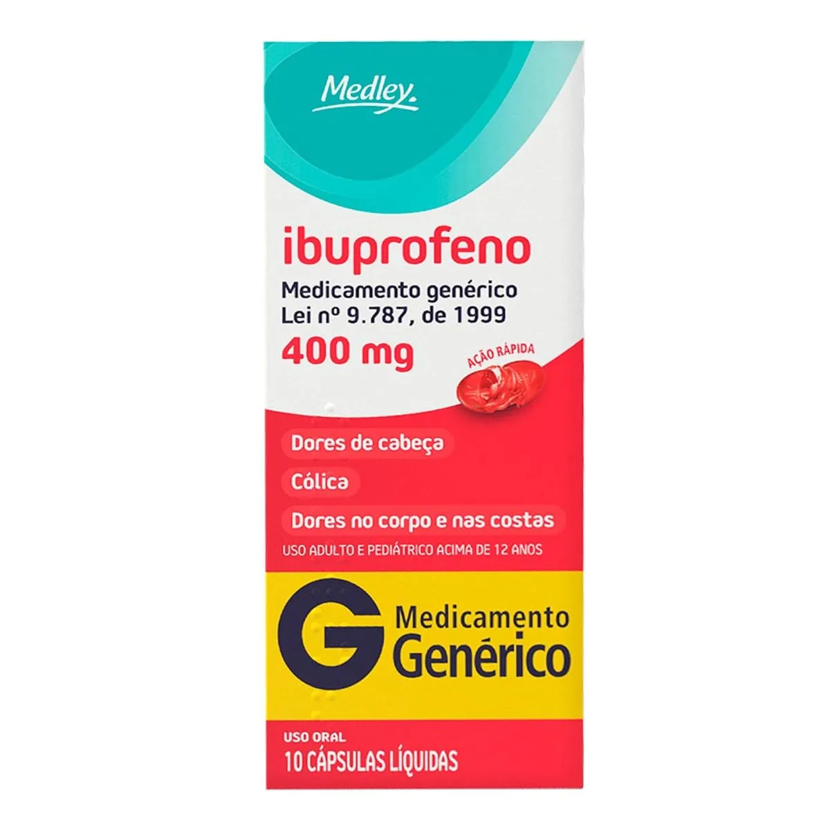 Ibuprofeno 400mg 10 Cápsulas Medley Genérico