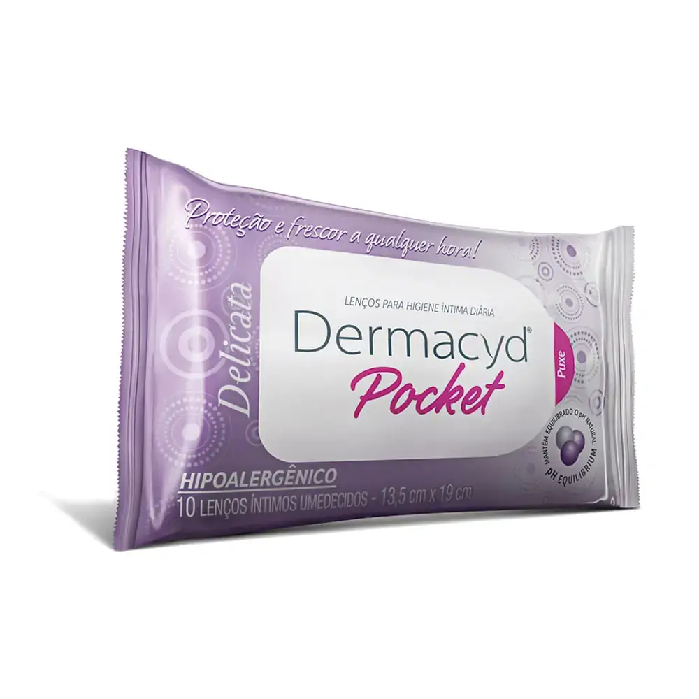 Lenços íntimos Umedecidos Dermacidy Pocket Com 10 Unidades