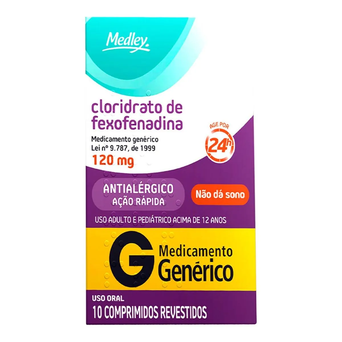 Cloridrato De Fexofenadina 120mg Medley Caixa 10 Comprimidos Revestidos