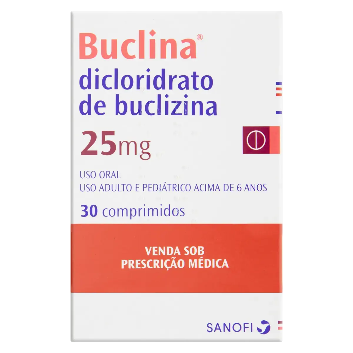 Buclina 25mg Sanofi Caixa 30 Comprimidos