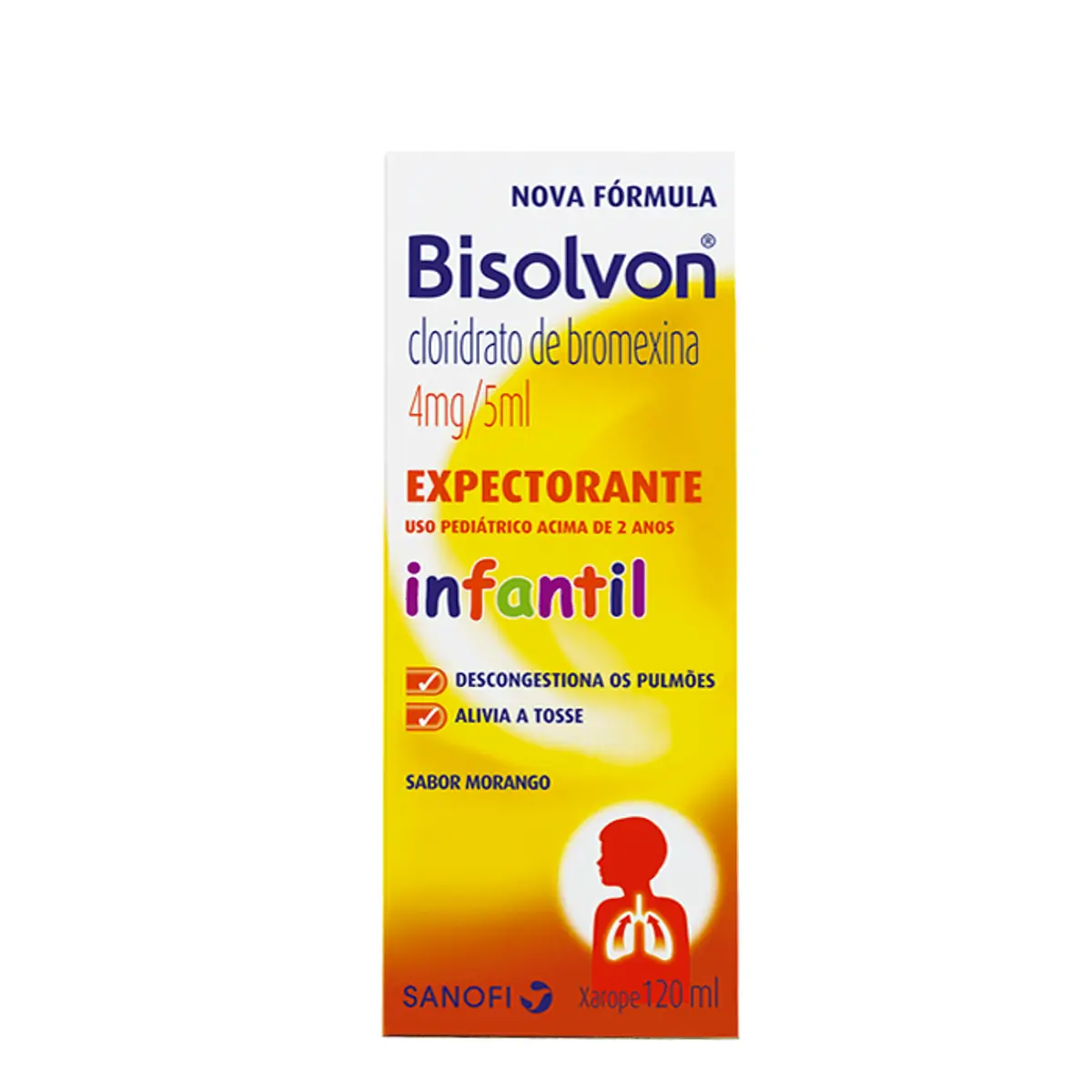 Xarope Bisolvon Infantil 4mg/5ml Morango Sanofi Caixa 120ml