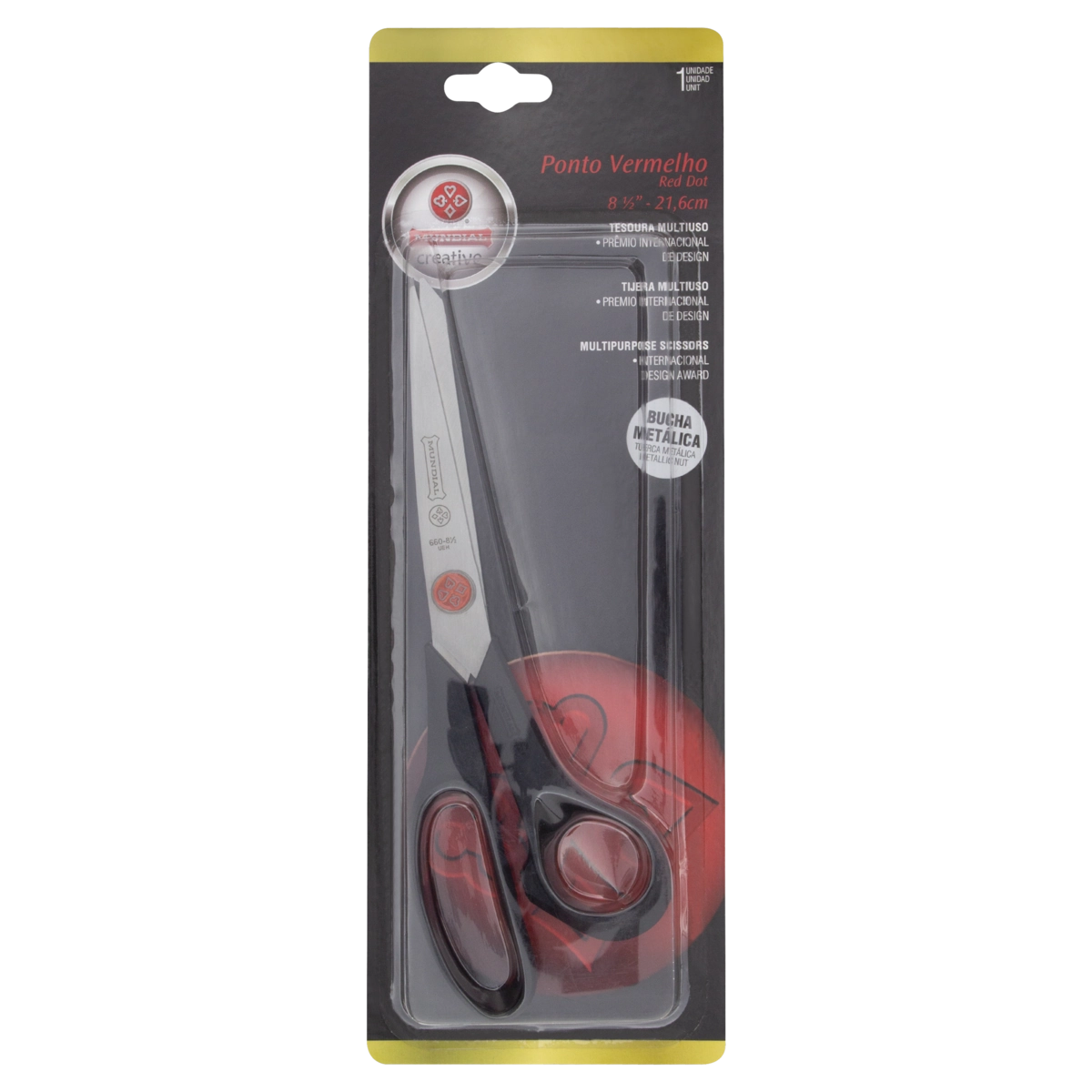 Tesoura Inox Reforçada Multiuso Ponto Vermelho 21 Cm - Mundial