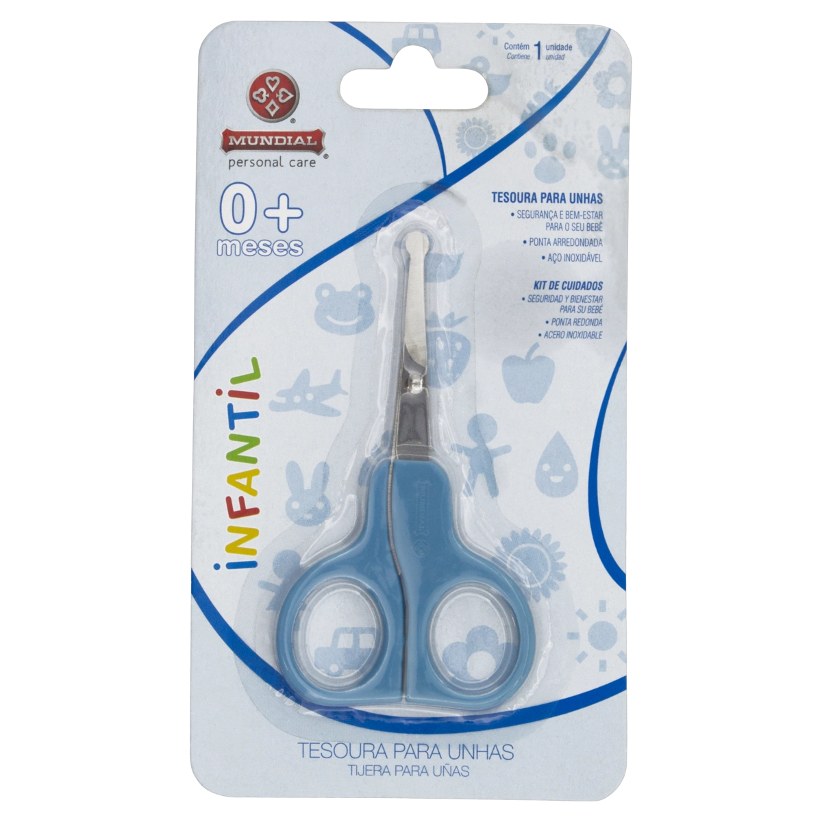 Tesoura Para Unhas Infantil Azul Mundial Personal Care