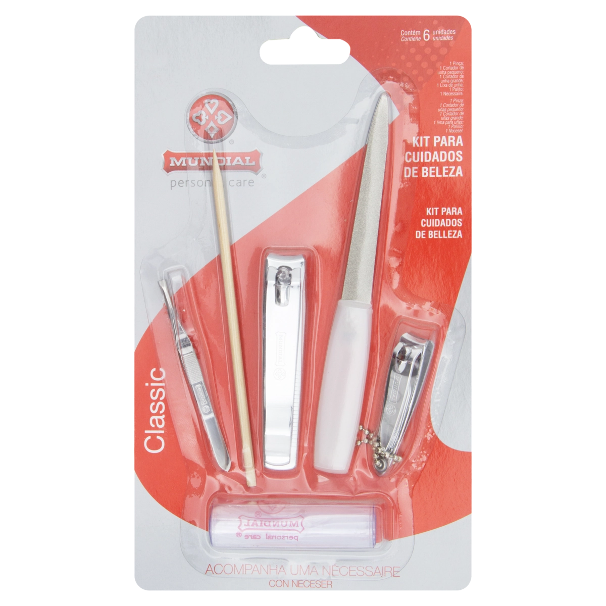 Kit Pinça Palito Lixa Cortador Para Unhas Classic Mundial Personal Care