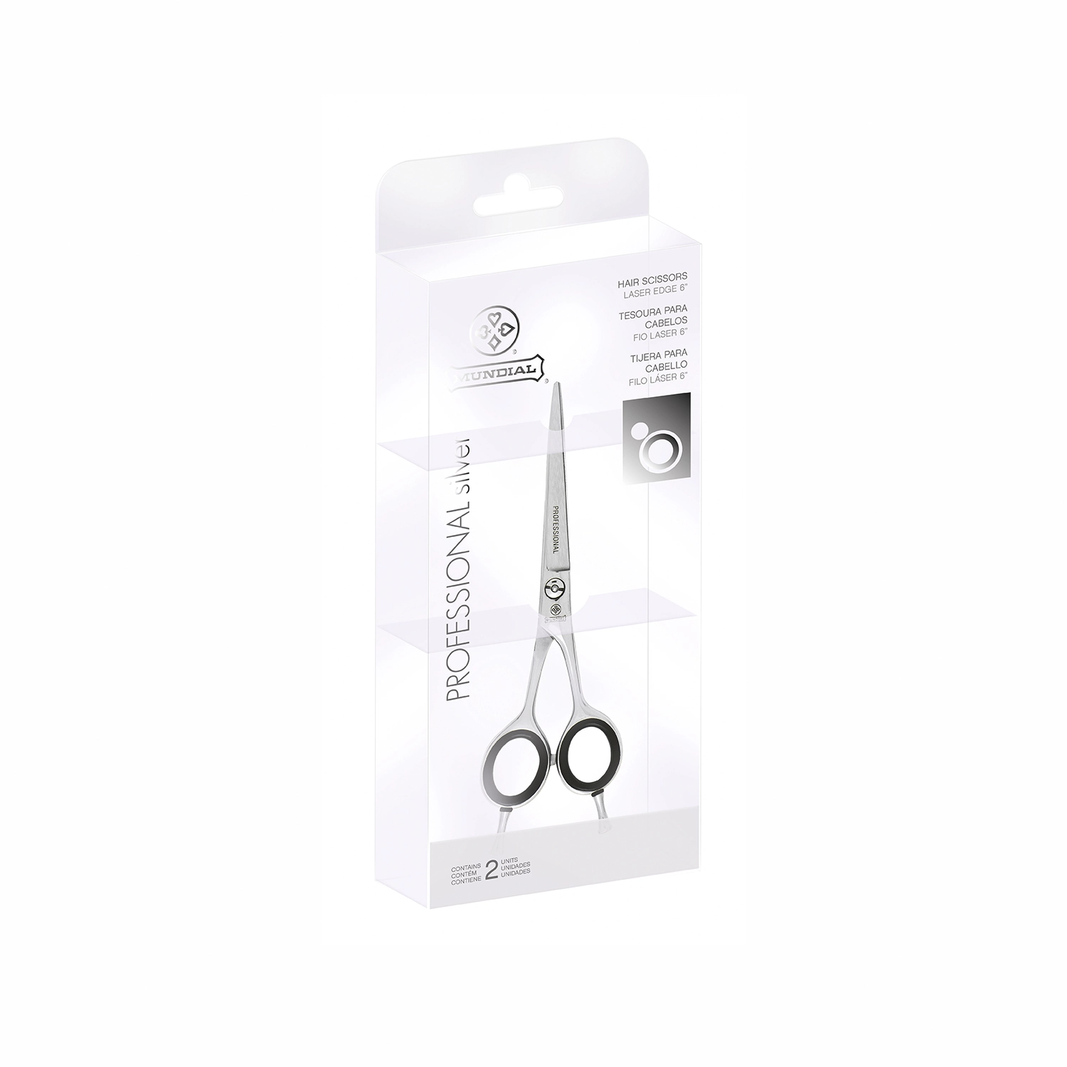 Tesoura Inox Cabeleireiro Fio Laser 6" Silver Mundial TE 7004