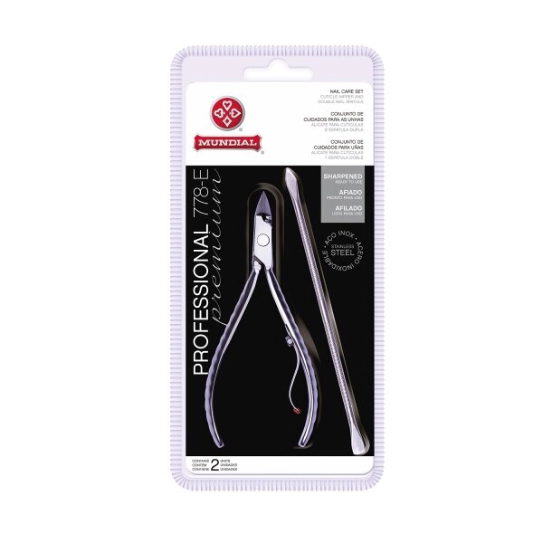 Kit Alicate Empurrador Inox De Cutícula Professional 778e Mundial Personal Care