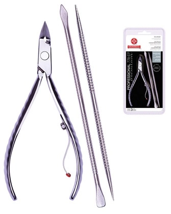 Kit Alicate Palito Empurrador Inox De Cutícula Professional 778ep Mundial Personal Care
