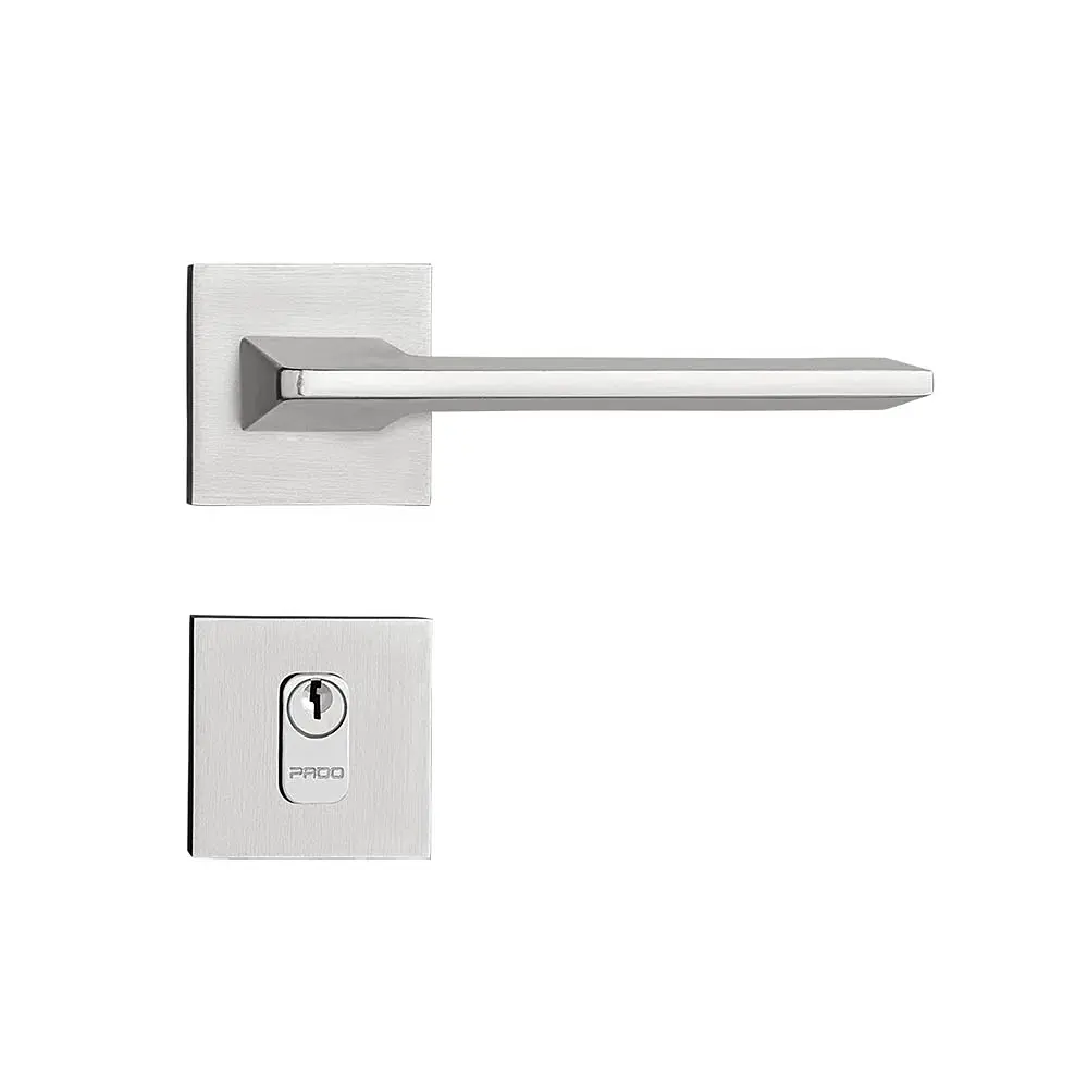 Fechadura Sara Cromado Acetinado Roseta Quadrada 40mm Pado Externa