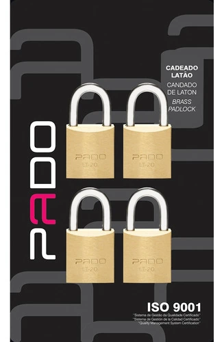 Conjunto 4 Cadeados E20 Sm 4 Chaves Pado