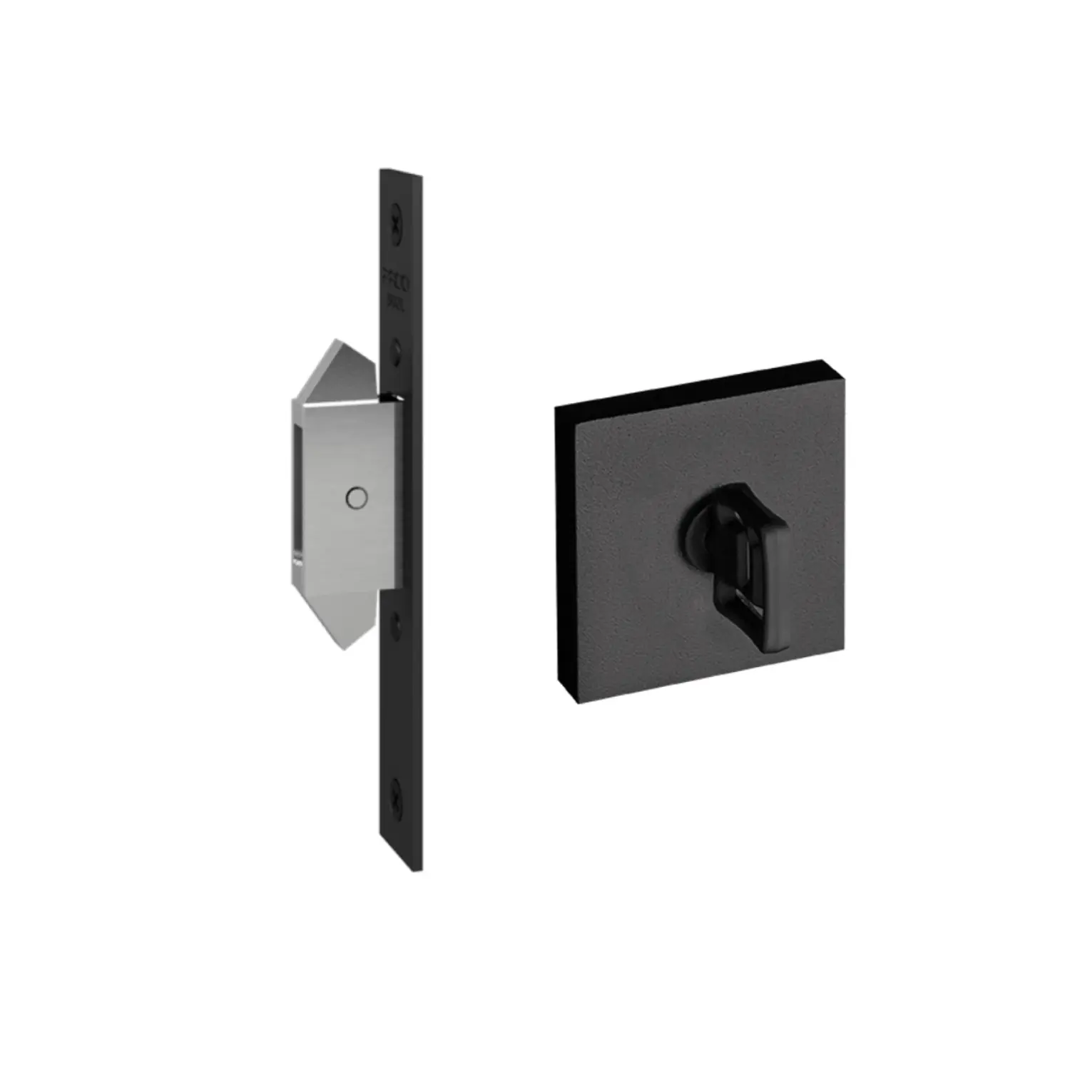Trava Zamac Correr Banheiro Roseta Quadrada Preto Texturizado