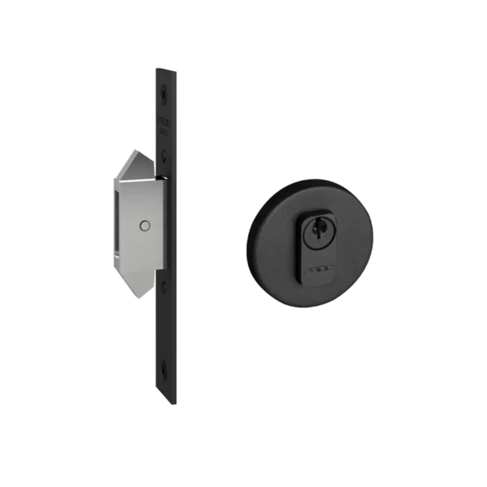 Trava Inox Correr Roseta Redonda Preto Texturizado