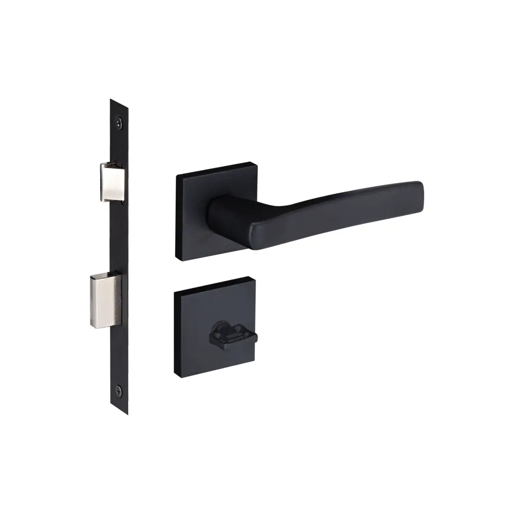 Fechadura para Porta do Banheiro Pado Premium Residence Acqua Star Preto 55mm Chave Simples