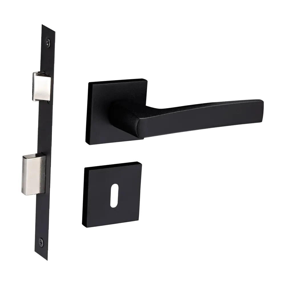 Fechadura para Porta Interna Pado Premium Residence Acqua Star Preto 55mm Chave Simples
