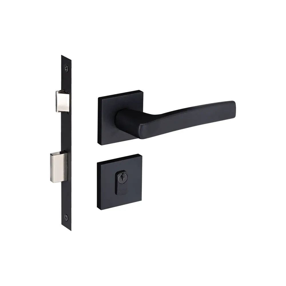 Fechadura para Porta de Entrada Pado Premium Residence Acqua Star Preto 55mm Chave Simples