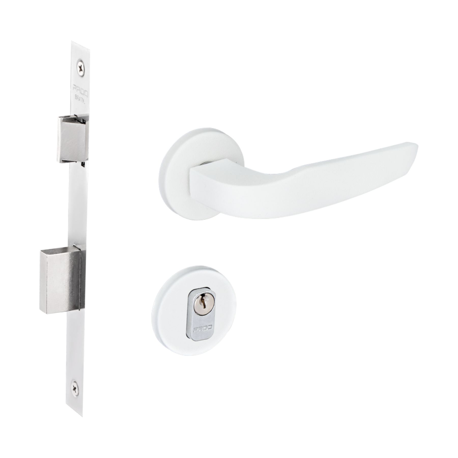 Fechadura Pado para Porta de Entrada Branco 55mm Chave Simples Ibiza
