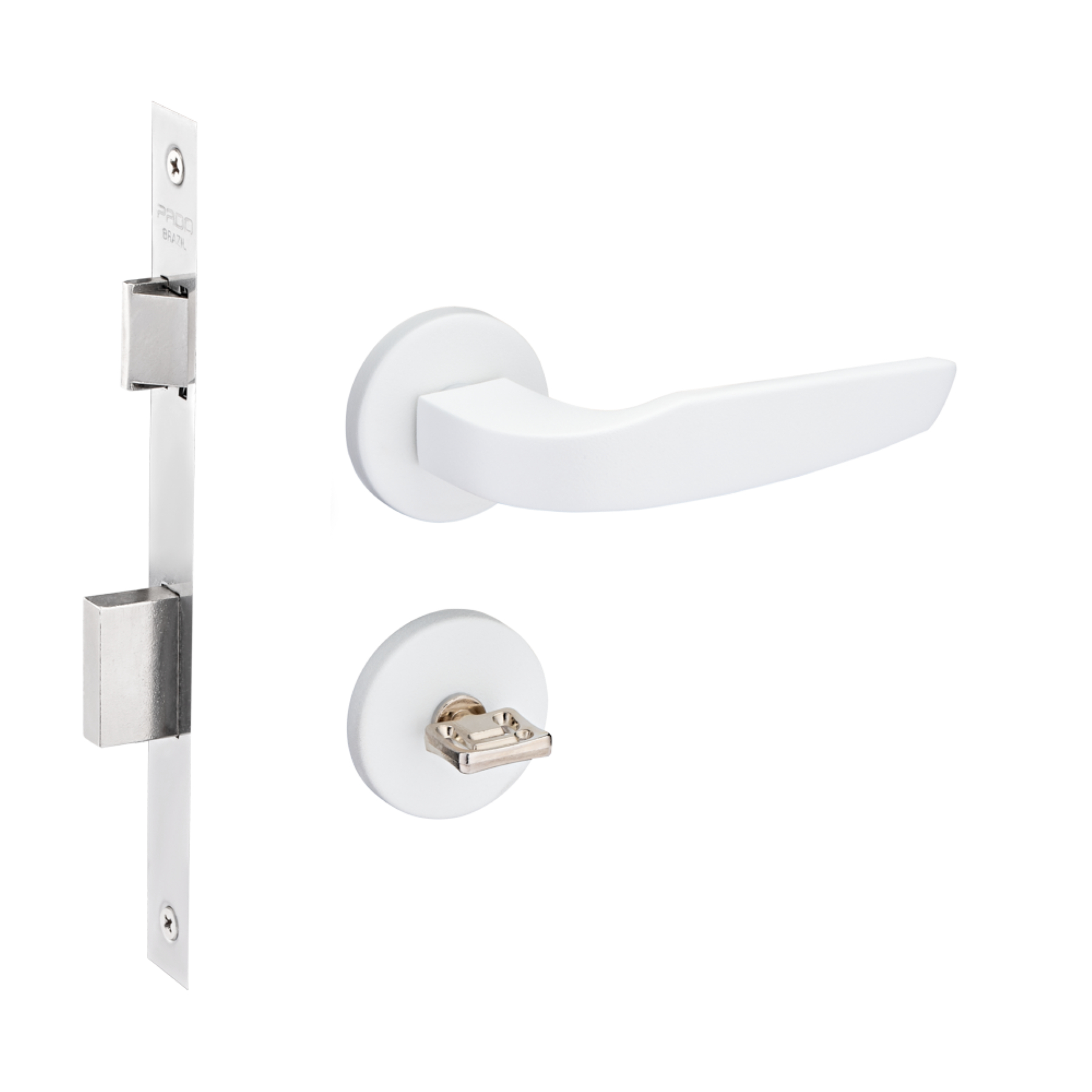 Fechadura Pado para Porta do Banheiro Branco 55mm Chave Simples Ibiza