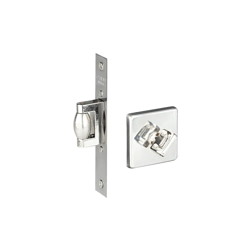 Trava Pivotante Inox Polida Roseta Quadrada Para Banheiro