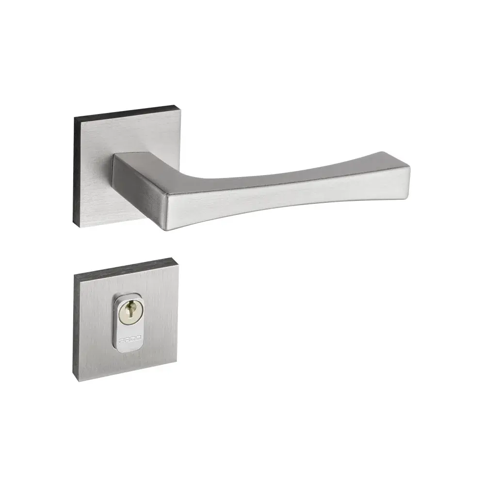 Fechadura Vivaldi Cromado Acetinado Roseta Quadrada 40mm Pado Externa