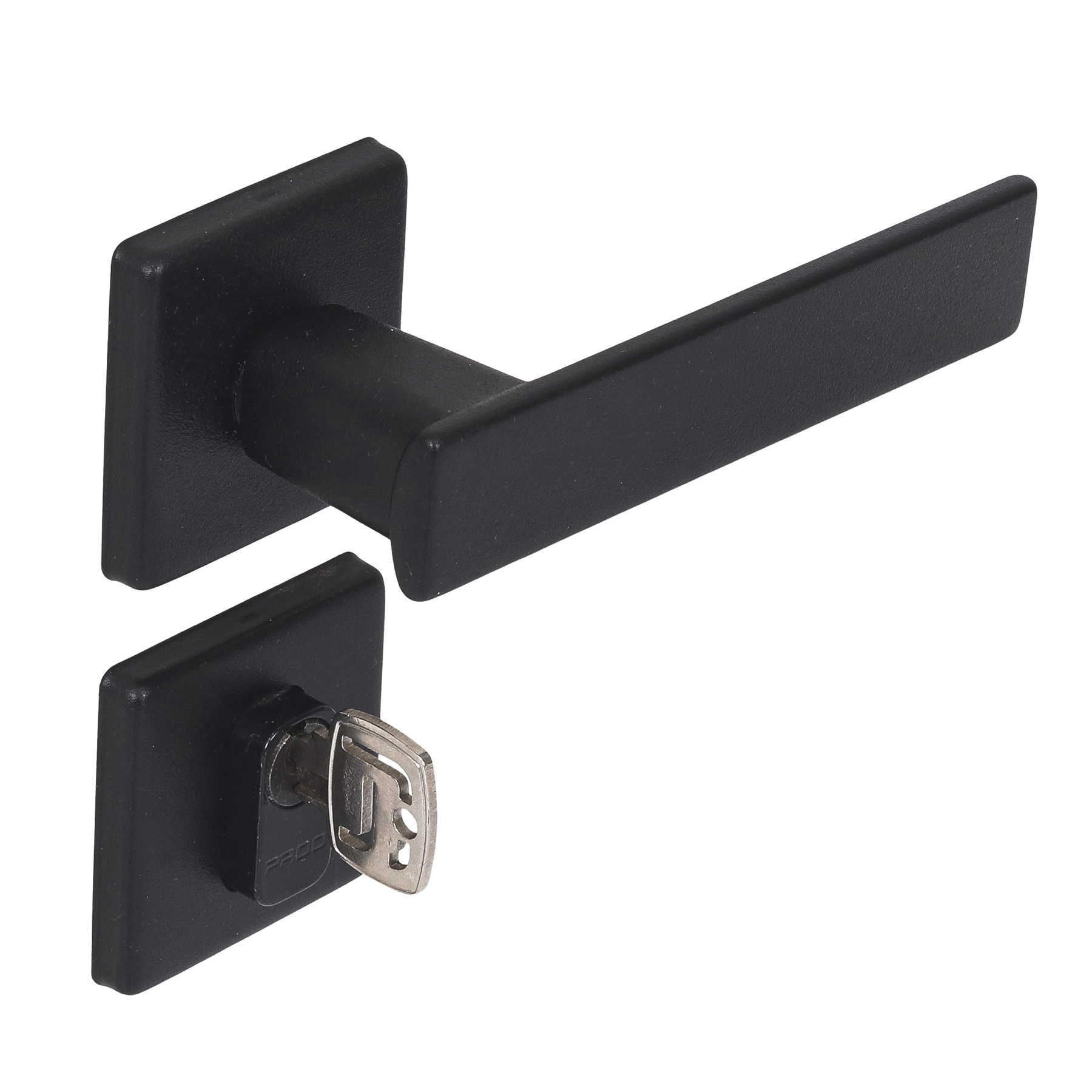 Fechadura para Porta de Entrada Pado Quadra Preto 40mm Aço Inox Chave Simples