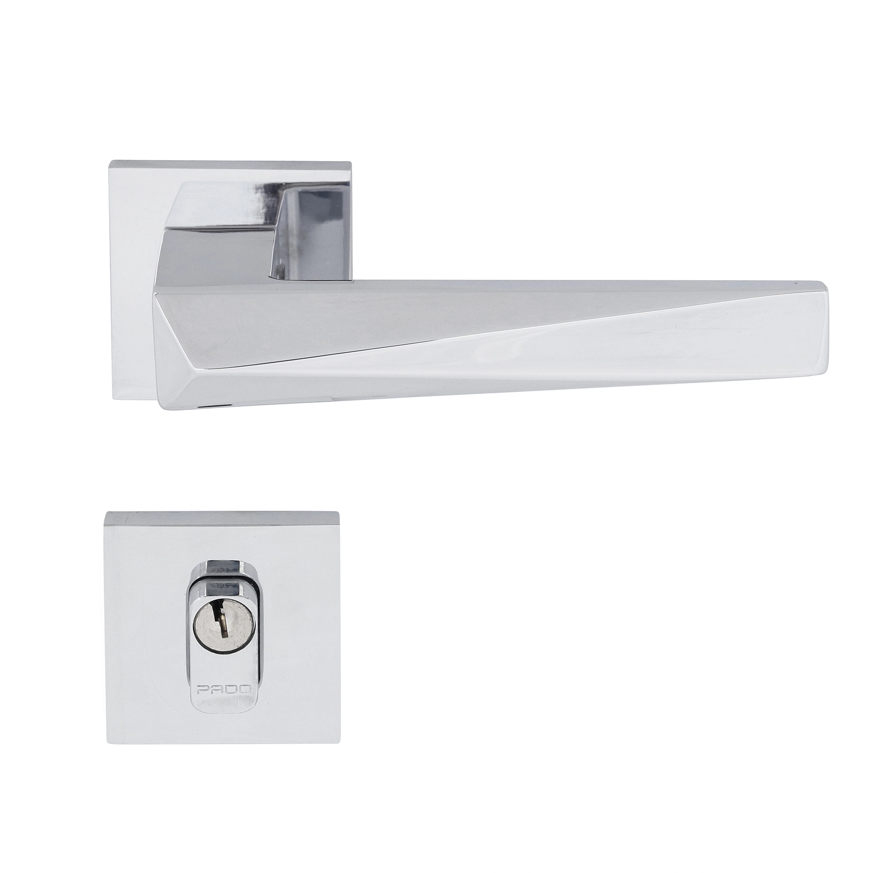 Fechadura Pado para Porta de Entrada Cromado 55mm Chave Simples Ascot