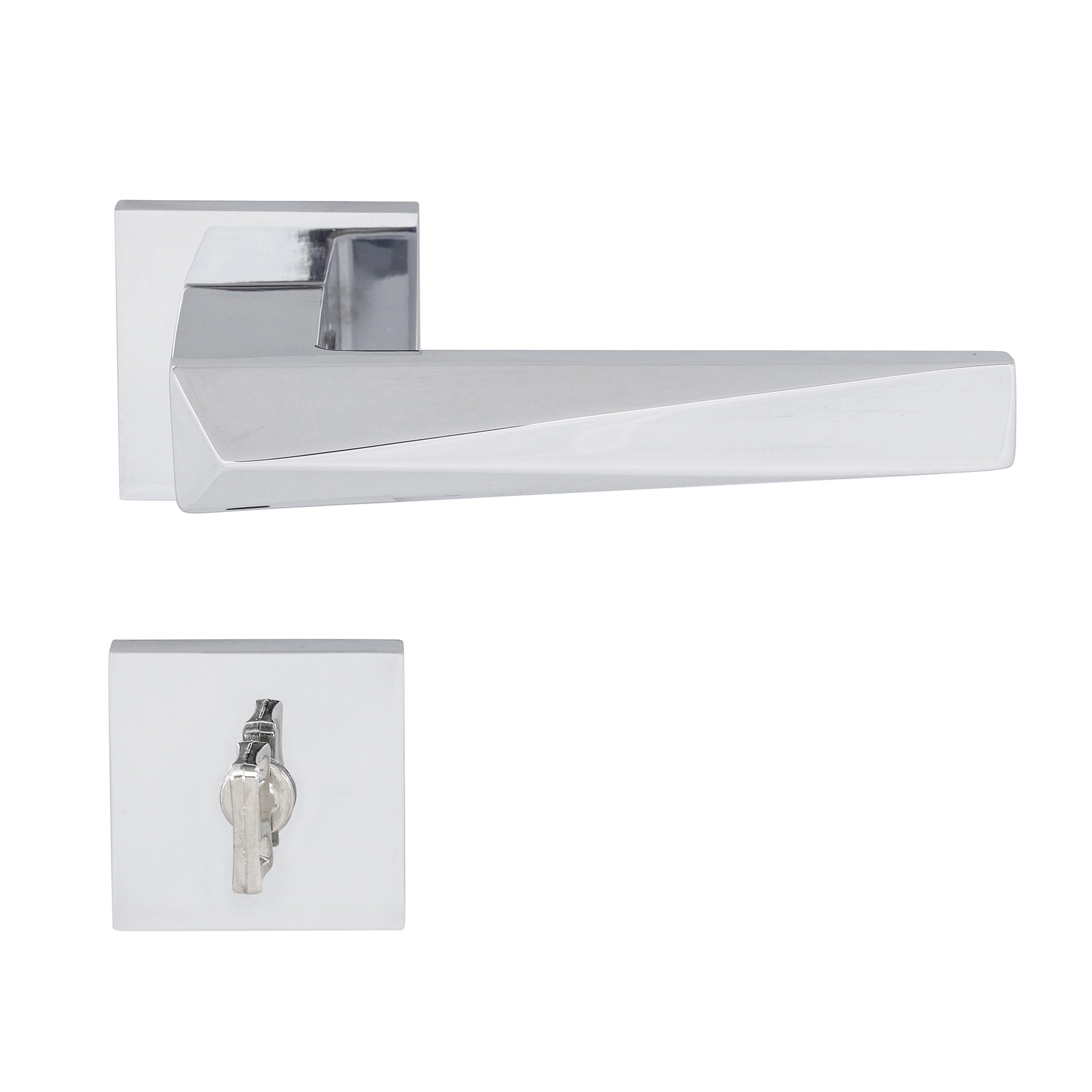 Fechadura Pado para Porta do Banheiro Cromado 55mm Chave Simples Ascot