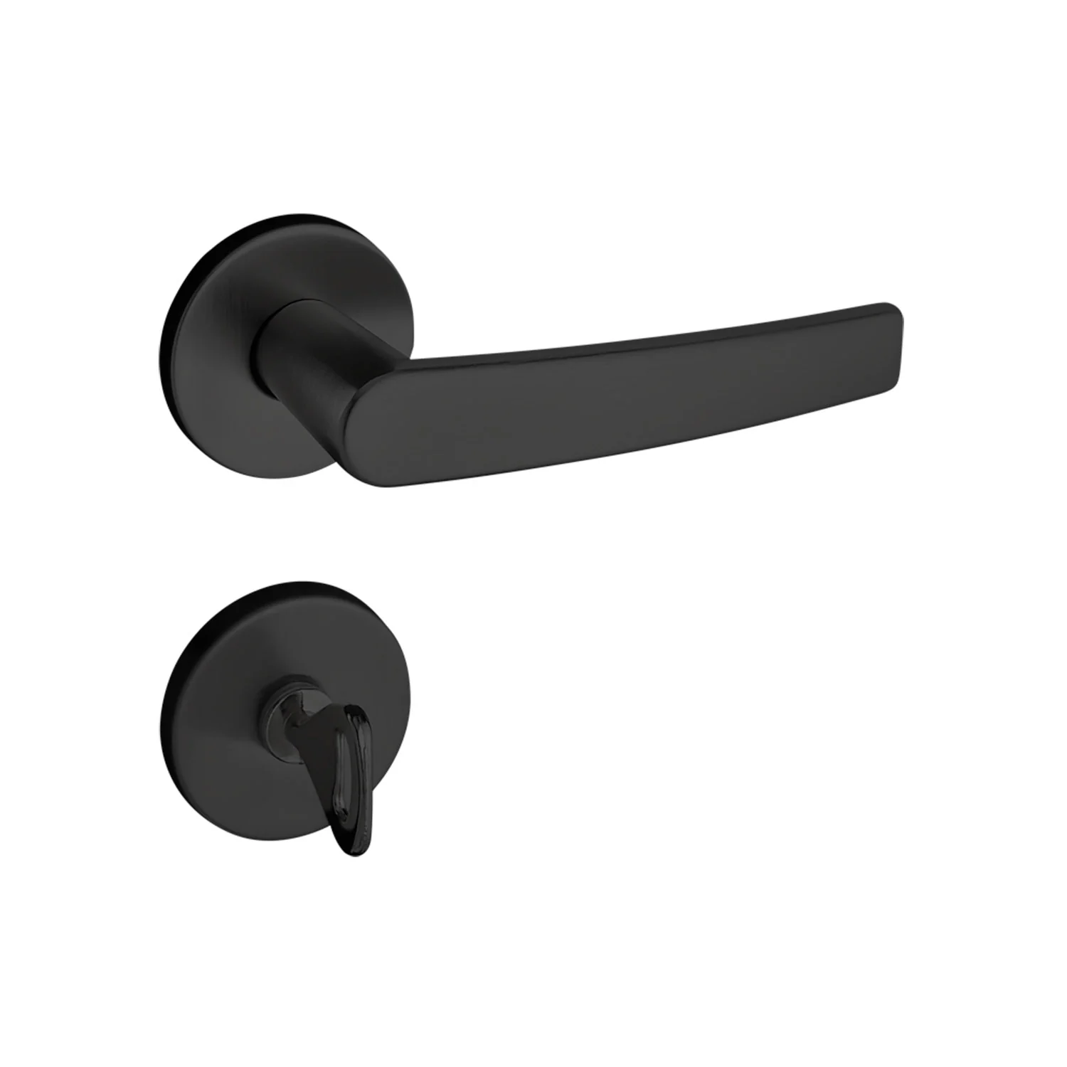 Fechadura Banheiro Pado Concept Roseta Redonda Preta 40mm 401b