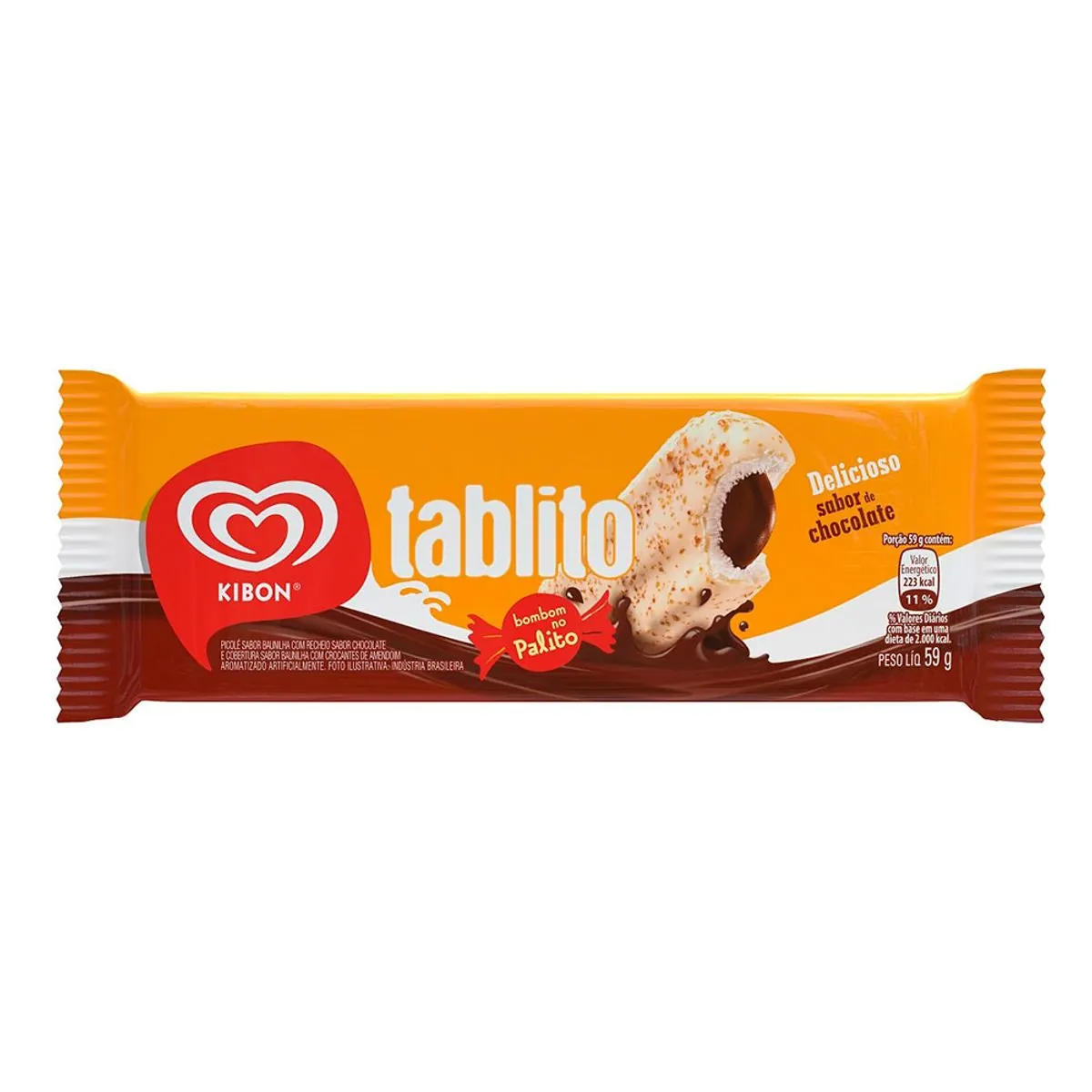 Picolé Baunilha Recheio De Chocolate Cobertura Chocolate Branco Com Crocantes De Amendoim Kibon Tabl