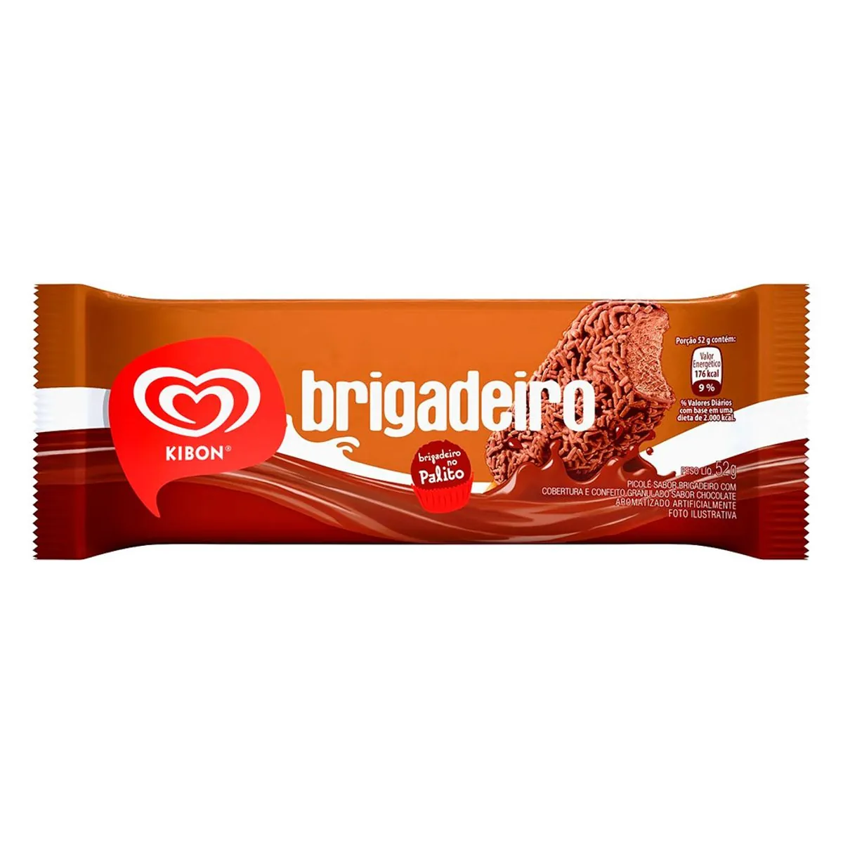 Picolé Brigadeiro Cobertura Chocolate Kibon Pacote 52g