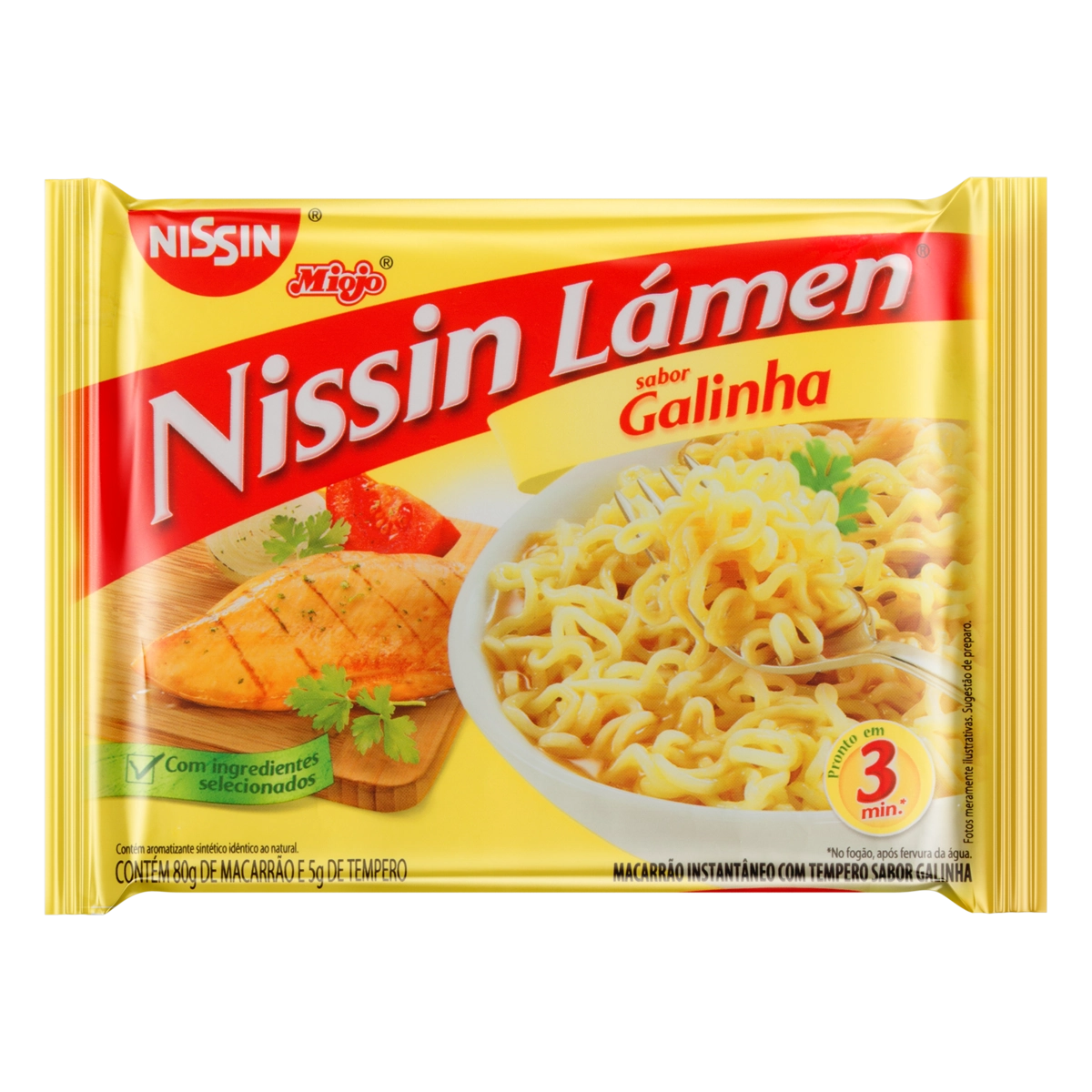 Macarrão Instantâneo de Galinha Nissin Miojo Lámen Pacote 85g