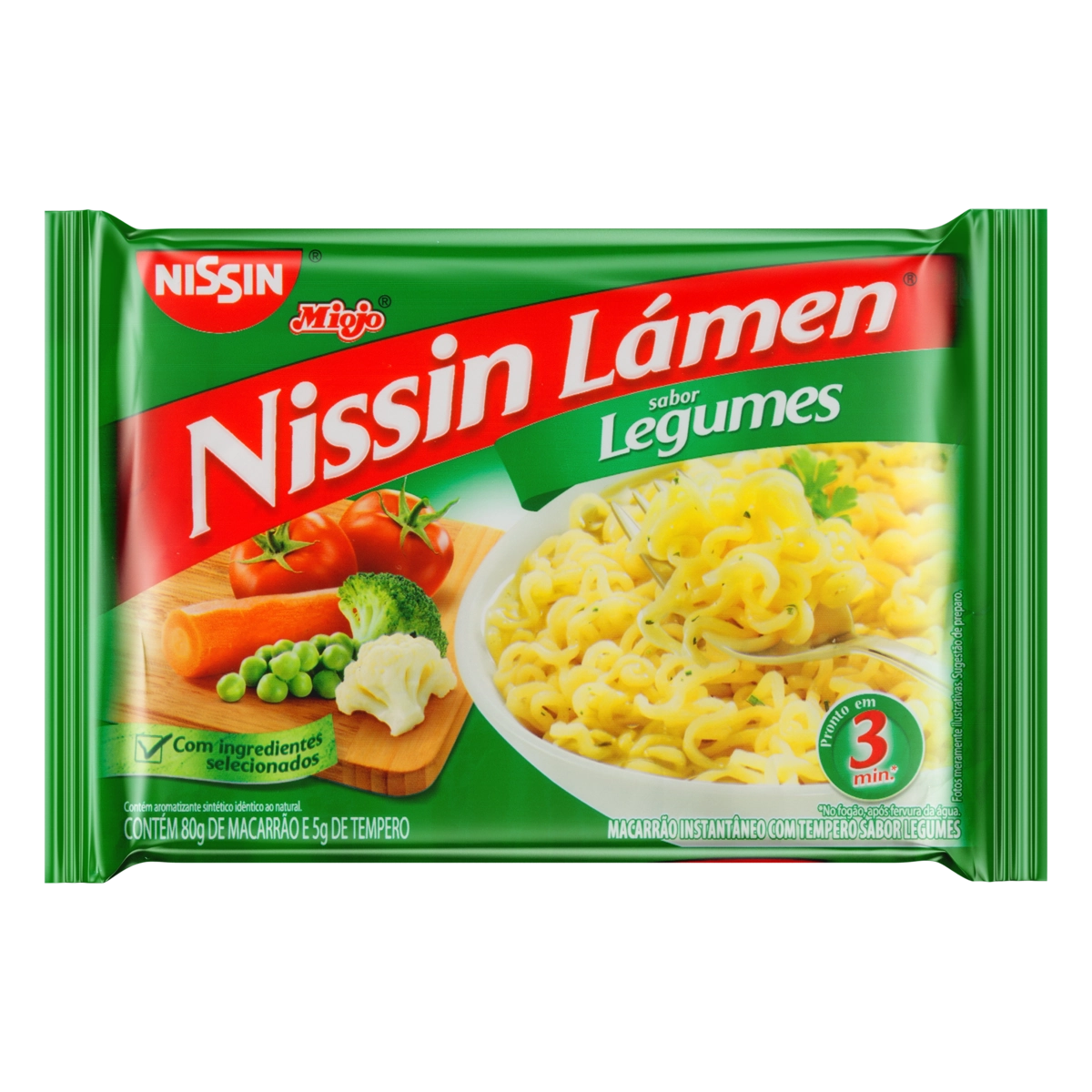 Macarrão Instantâneo de Legumes Nissin Miojo Lámen Pacote 85g
