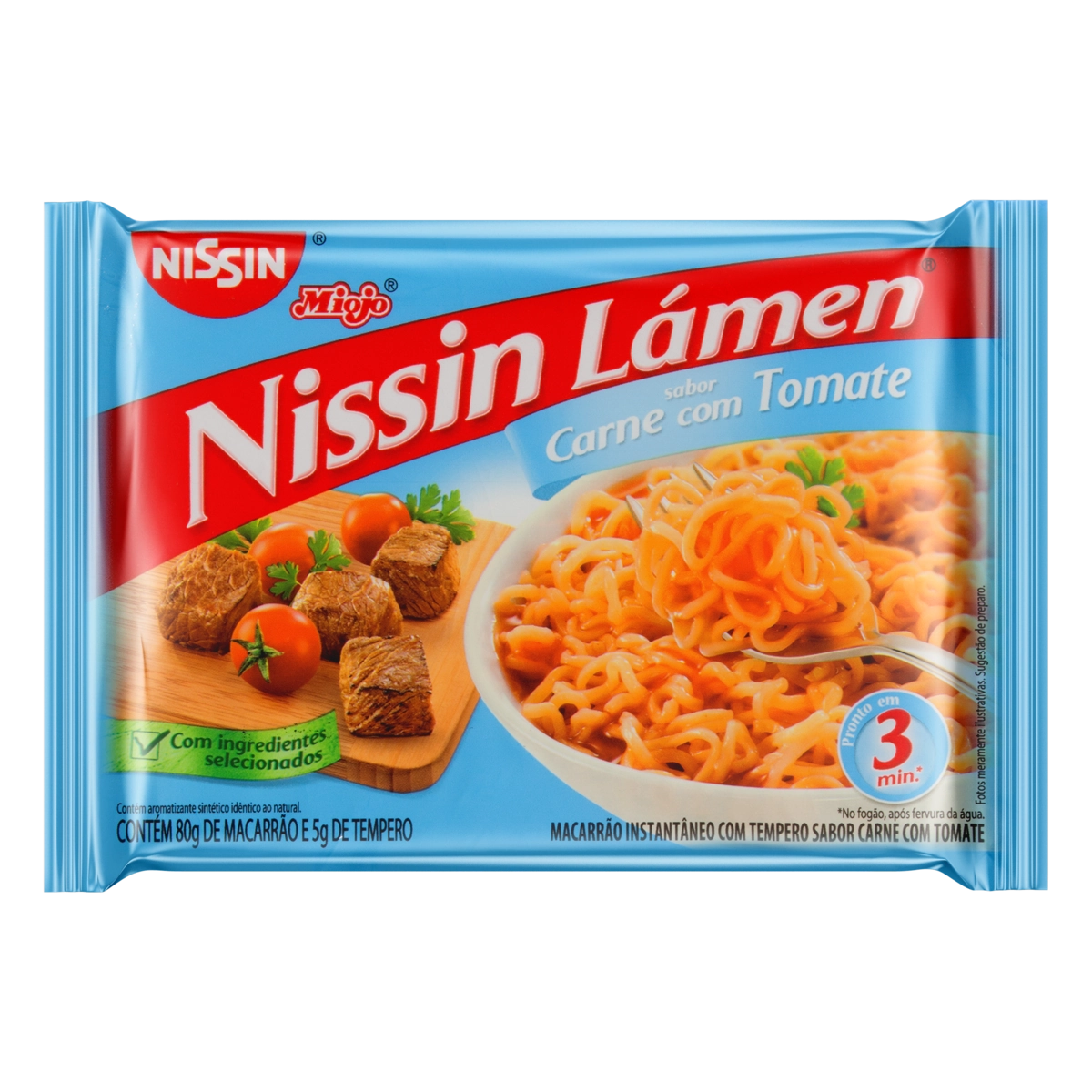 Macarrão Instantâneo de Carne com Tomate Nissin Miojo Lámen Pacote 85g