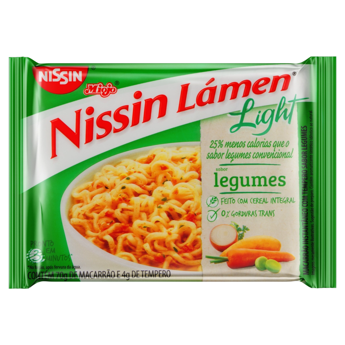Macarrão Instantâneo Lámen Legumes Light Nissin Miojo Pacote 74g