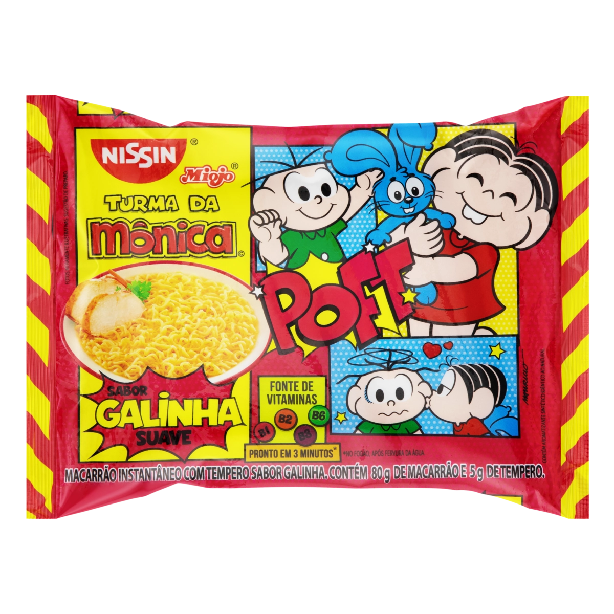Macarrão Instantâneo de Galinha Suave Nissin Miojo Turma da Mônica Pacote 85g