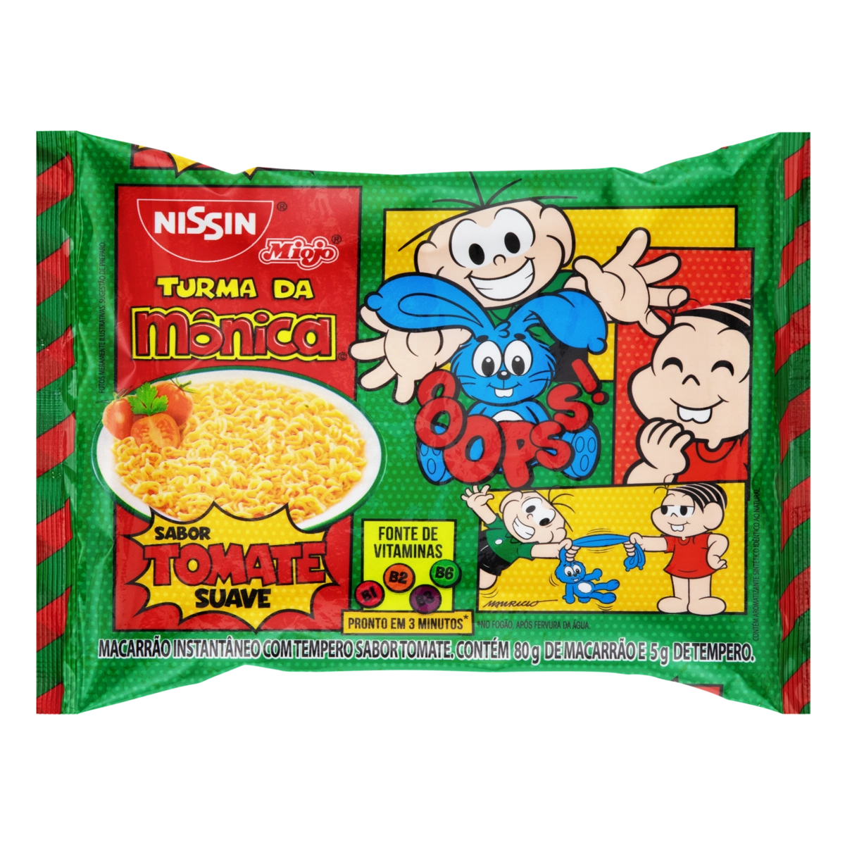 Macarrão Instantâneo de Tomate Suave Nissin Miojo Turma da Mônica Pacote 85g