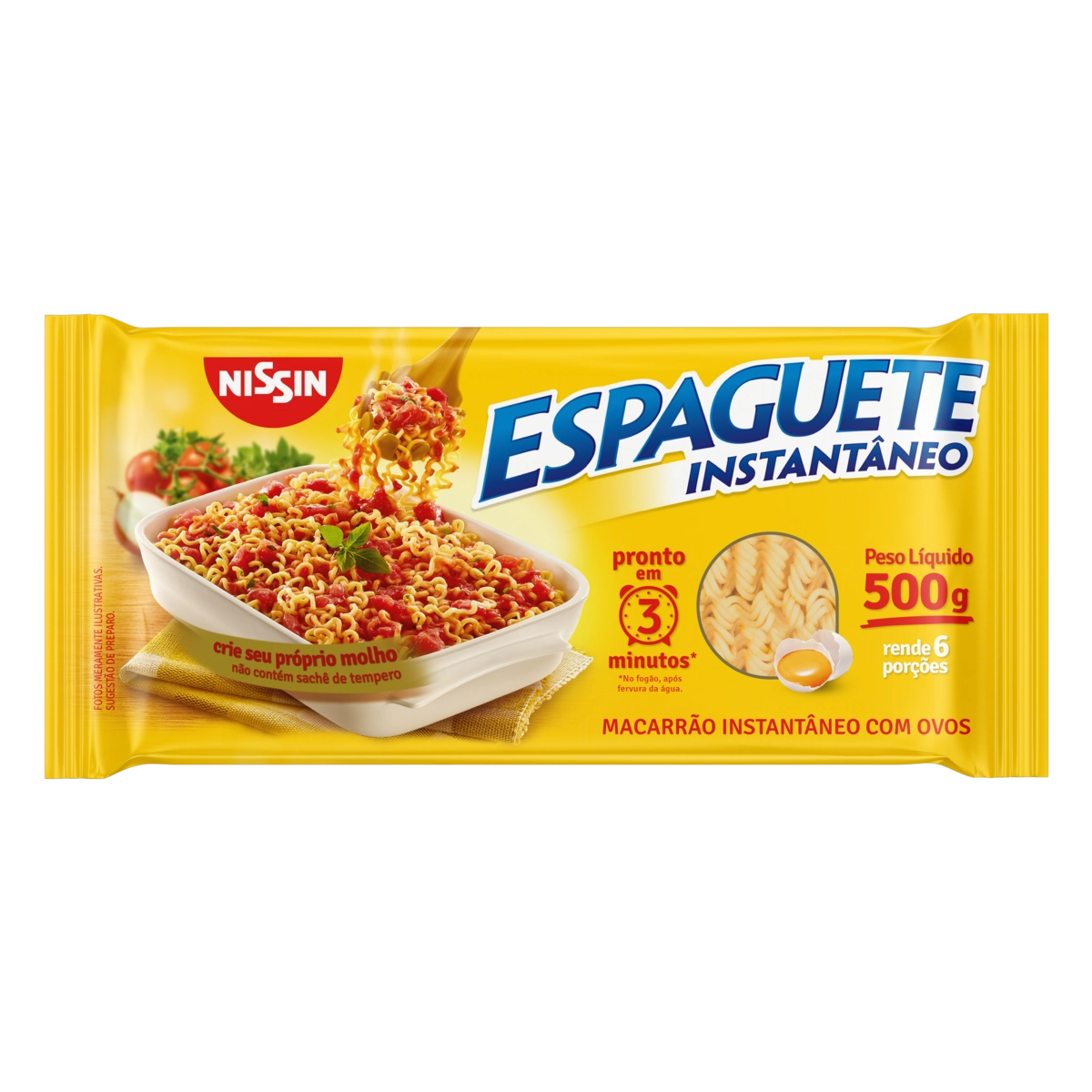 Macarrão Instantâneo Espaguete Nissin 3 Minutos Pacote 500g