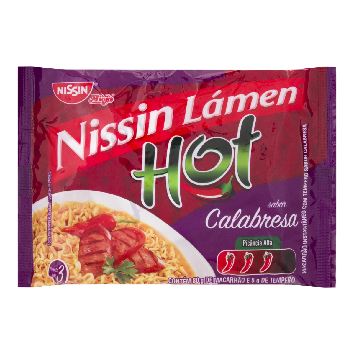 Macarrão Instantâneo Lámen Calabresa Nissin Miojo Hot Pacote 85g