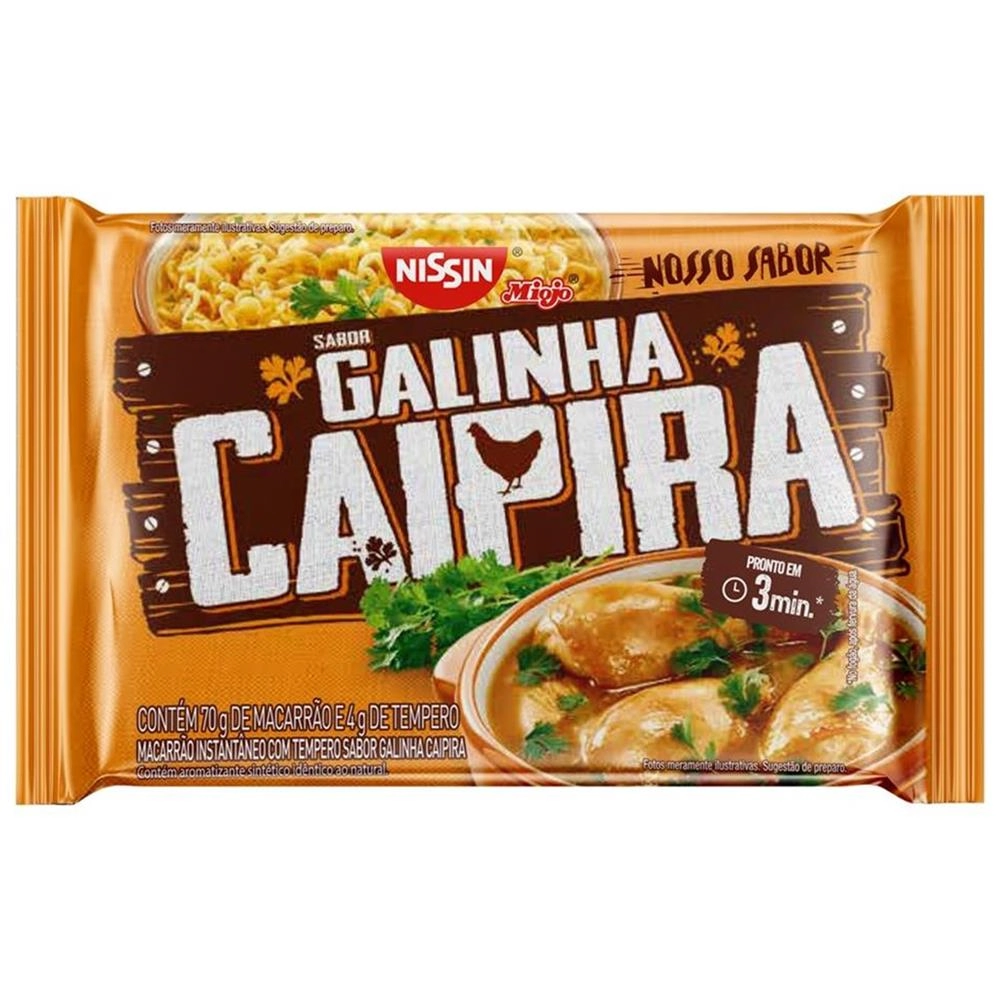 Macarrão Instantâneo Lámen Galinha Caipira Nissin Miojo Nosso Sabor Pacote 74g