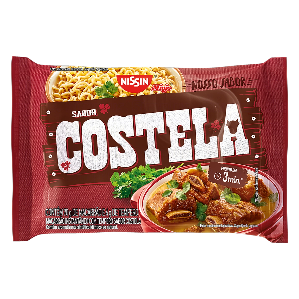Macarrão Instantâneo Lámen Costela Nissin Miojo Nosso Sabor Pacote 74g
