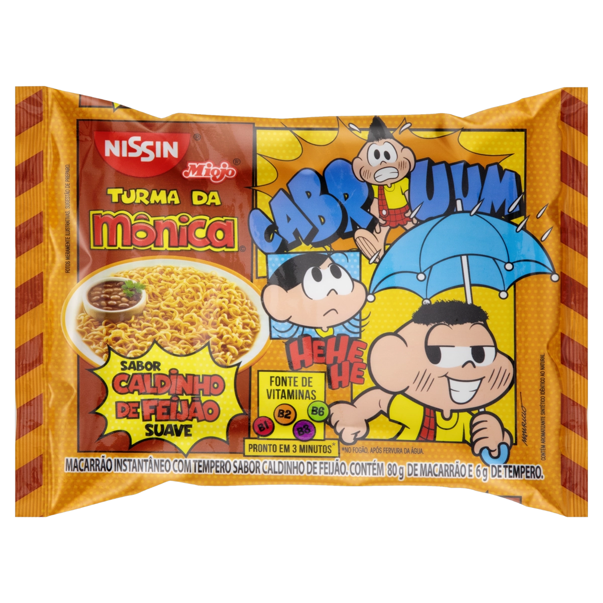 Macarrão Instantâneo Lámen Caldinho De Feijão Suave Nissin Miojo Turma Da Mônica Pacote 86g