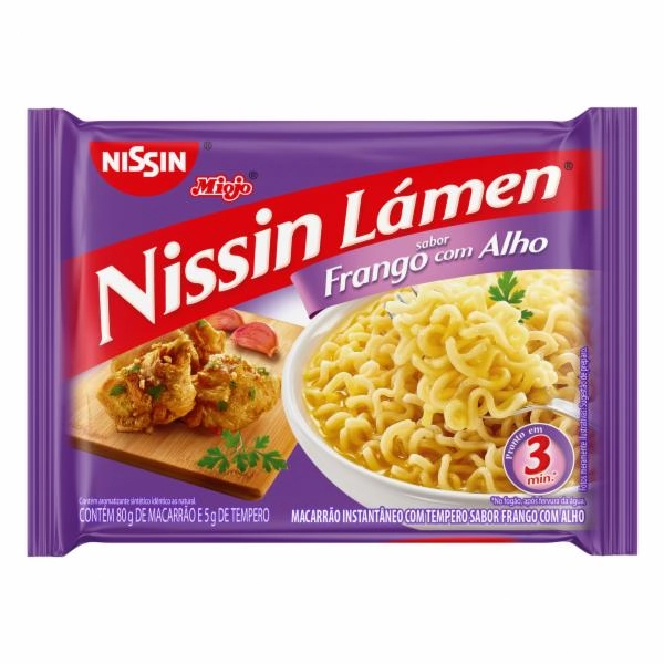 Macarrão Instantâneo de Frango com Alho Nissin Lámen Pacote 85g