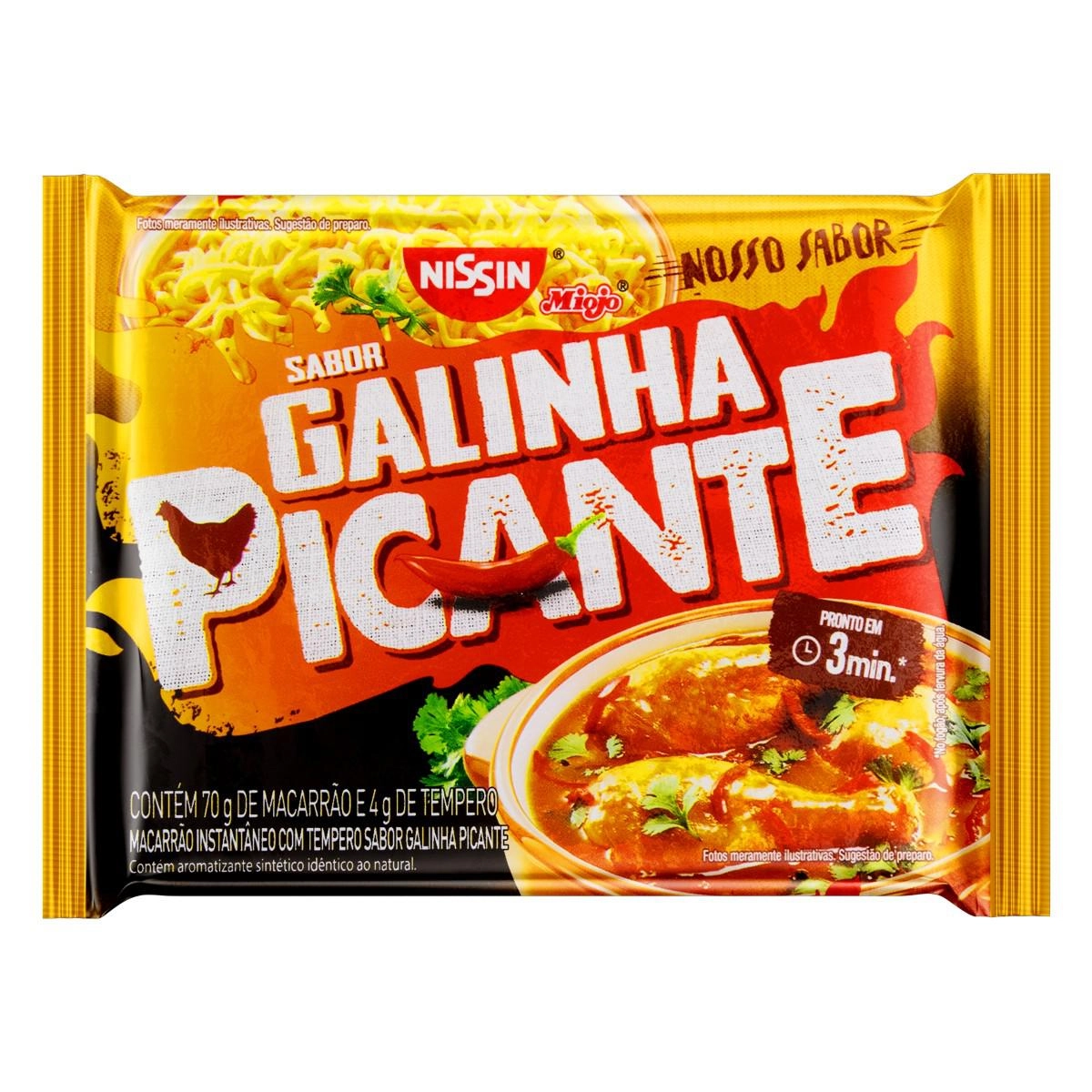 Macarrão Instantâneo Lámen Galinha Picante Nissin Miojo Nosso Sabor Pacote 74g