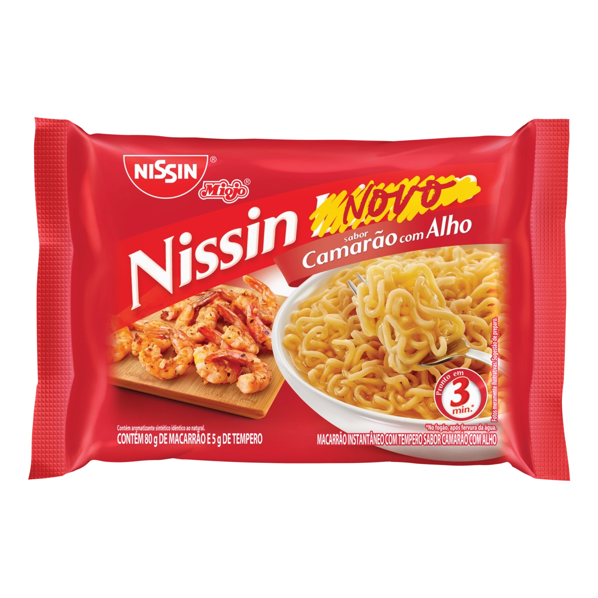 Macarrão Instantâneo Camarão com Alho Nissin Miojo Pacote 85g